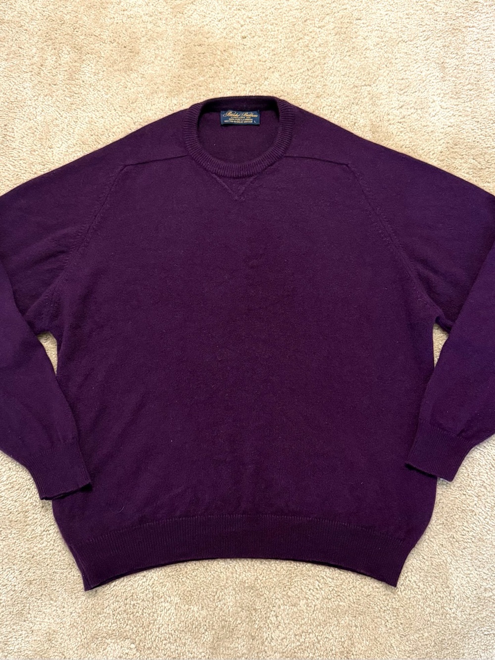 Brooks Brothers Vintage Cashmere Sweater Purple Large L Knitted in Great Britain